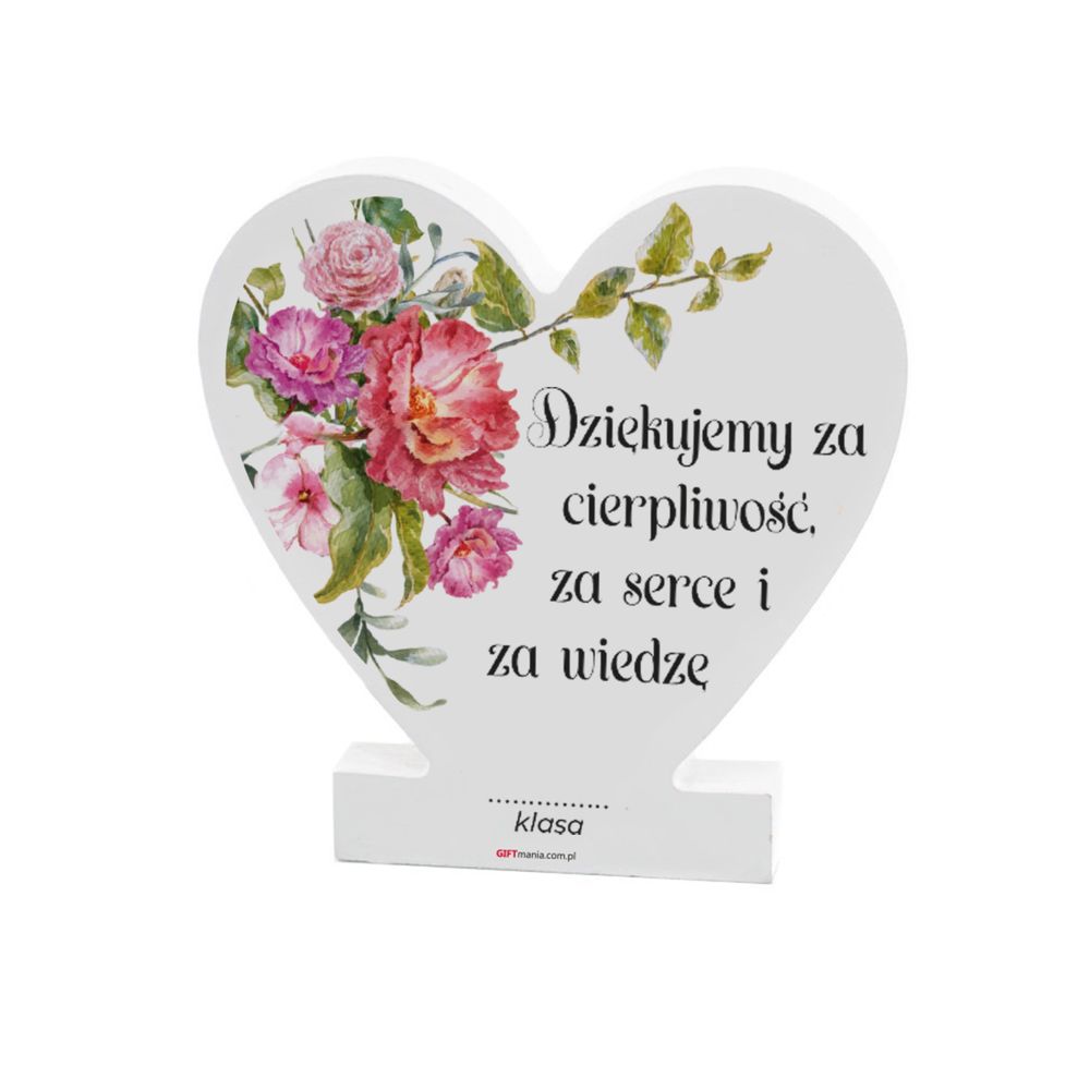drewniana tabliczka serce dla nauczyciela