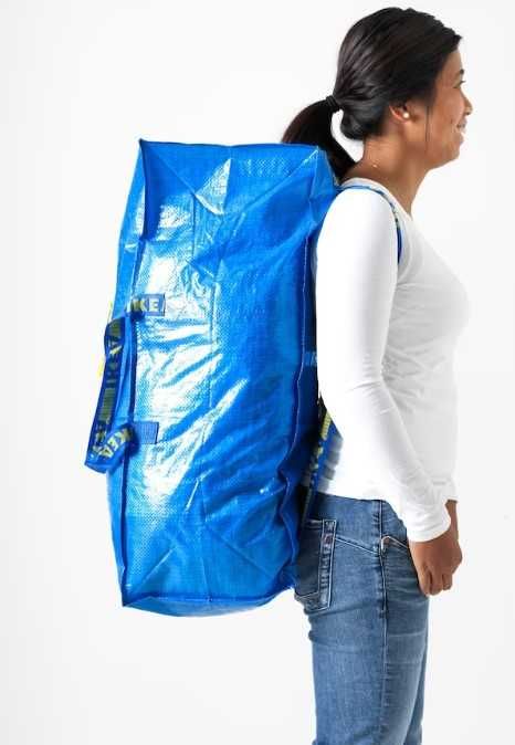Большая прочная хозяйственная эко-сумка рюкзак IKEA 73x35x30 см 76 л