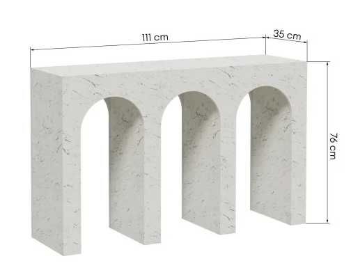Lectus zz461 Konsola z trzema lukami Isa, biala, dekor marmuru carrara
