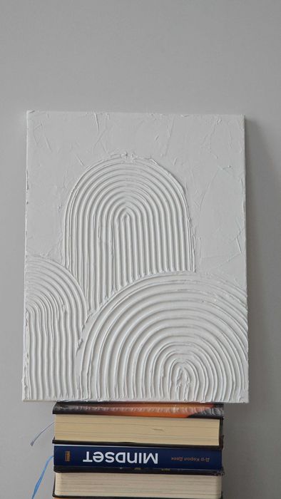 Текстурна картина ручної роботи. Абстракція 30х40 см. Молочний білий