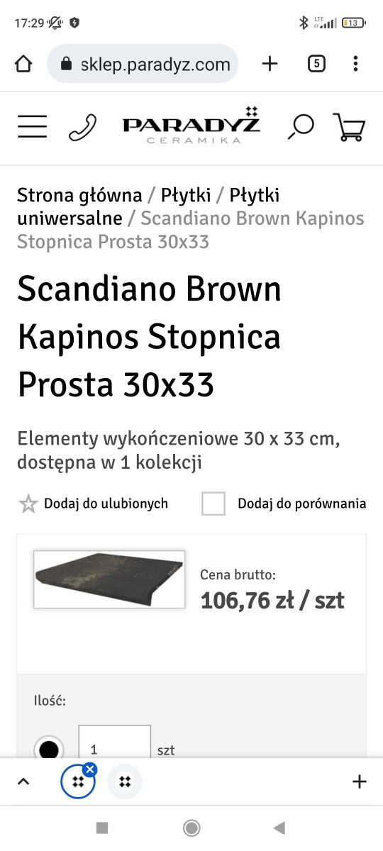 Płytki na schody taras parapet Paradyż Scandiano Brown Kapinos ŚLĄSKIE