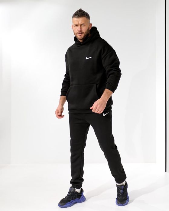 Чоловічий зимовий костюм NIKE 48-54 чорний худі і штани кофта джогери