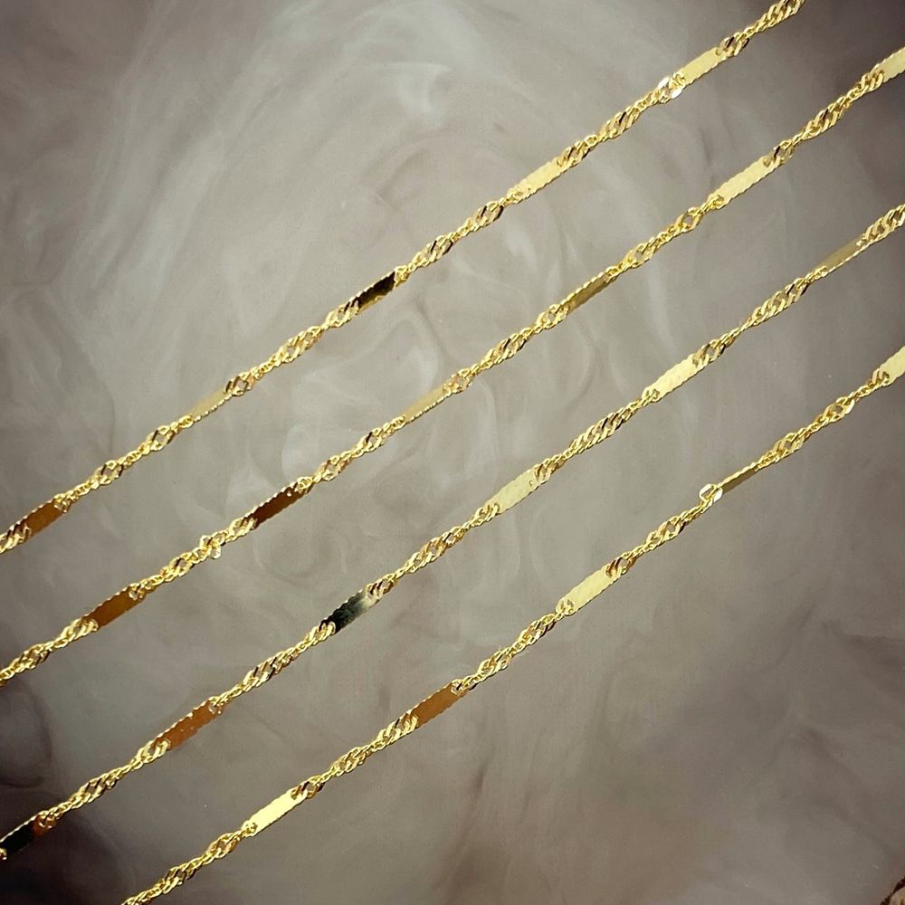 ZŁOTY łańcuszek splot SINGAPUR z blaszkami PR.585 (14K), długość 45 cm