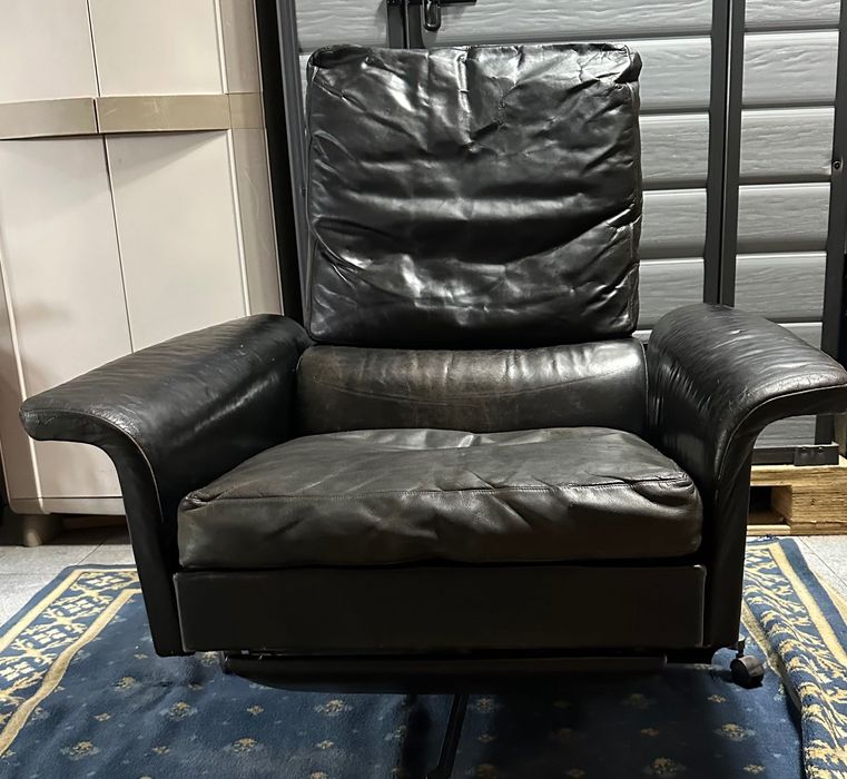 Cadeirão reclinável em pele 1960-70s alemanha
