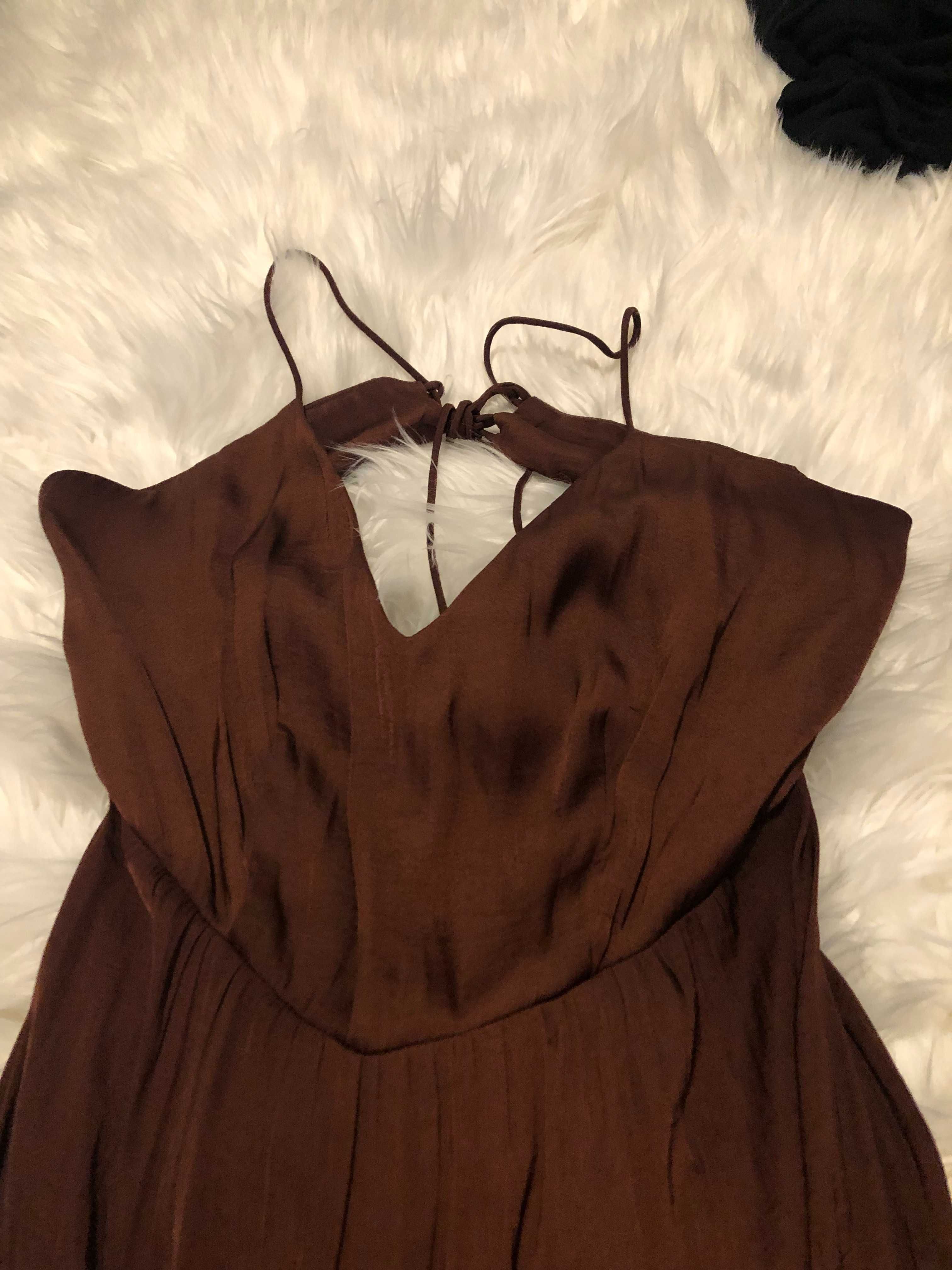 vestido castanho zara tamanho m