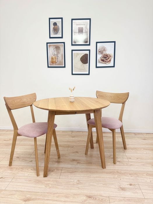 Stół okrągły dębowy-dostępny-lite drewno dębowe-drewniane nogi