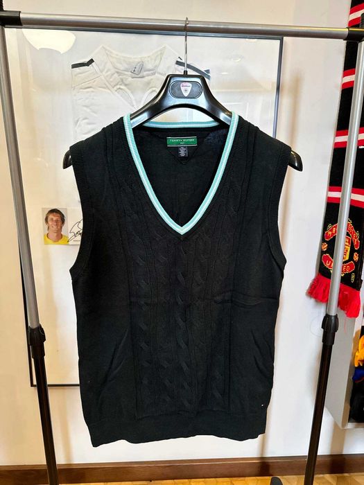 kamizelka Tommy Hilfiger Golf Vest Cable Knit Navy Sweater XXL