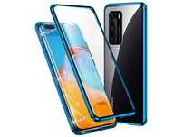 Etui magnetyczne szklane Dr.Fit dwustronne do Huawei P40 Niebieskie