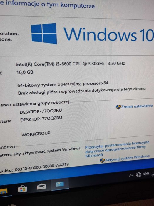 Komputer gamingowy i5/16/ssd/radeon 8gb/24" LED windows pro