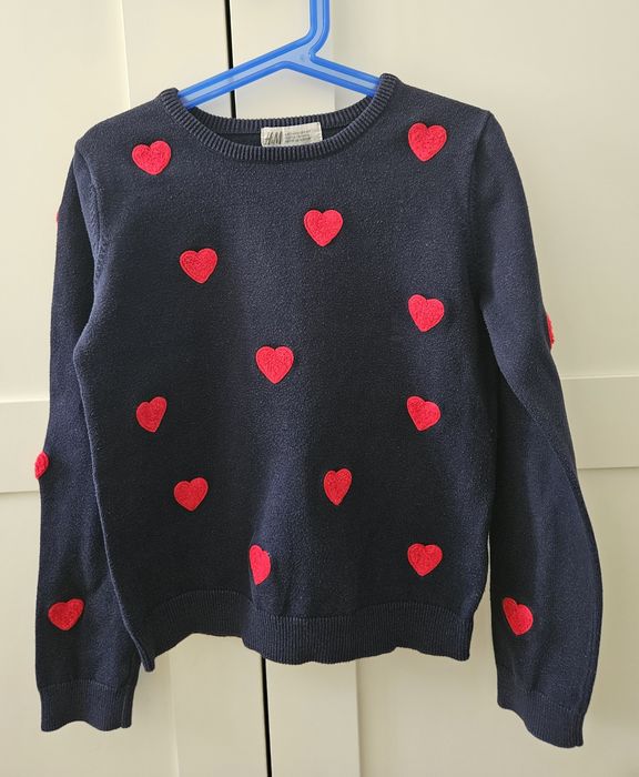 Granatowy sweterek dziewczęcy H&M rozmiar 134/140, 8-10 lat