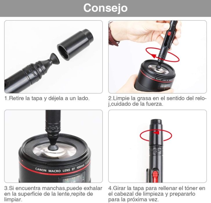 Limpeza para objetivas e maquinas fotográficas (incluindo o sensor)