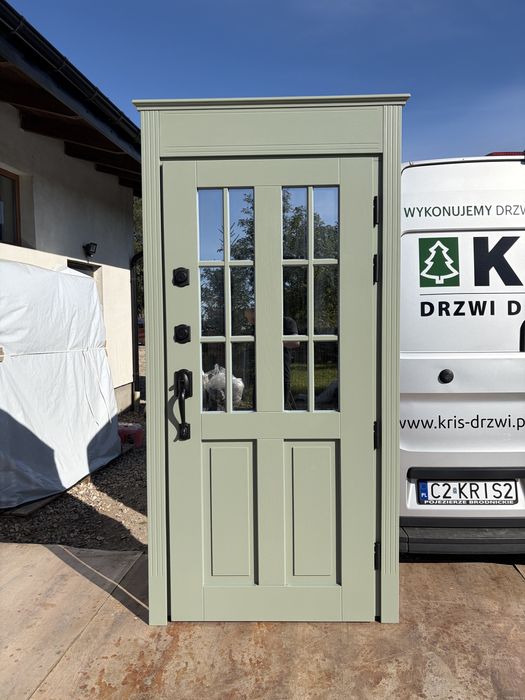 Drzwi zwenętrzne drewniane dwuskrzydłowe Na wymiar Cała Polska i UE