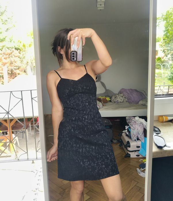 Black dress camisole czarna sukienka ramiączka S M