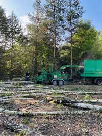 Wycinka drzew lasów działek podnosnik koszowy rebak vermeer