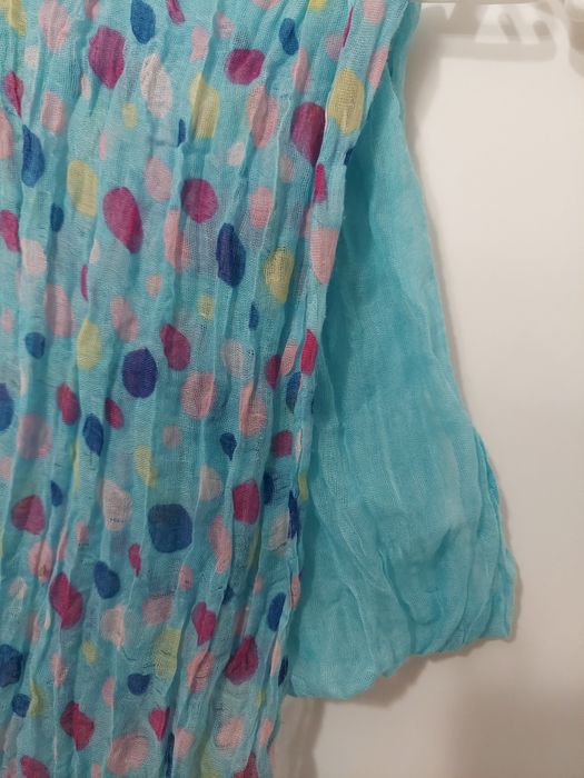 Szalik turkusowy w kolorowe kropki