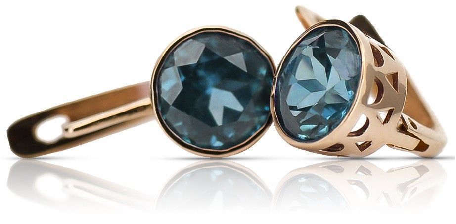 Vintage kolczyki z różowego 14k złota 585 z Akwamarynem vec107 Warszaw