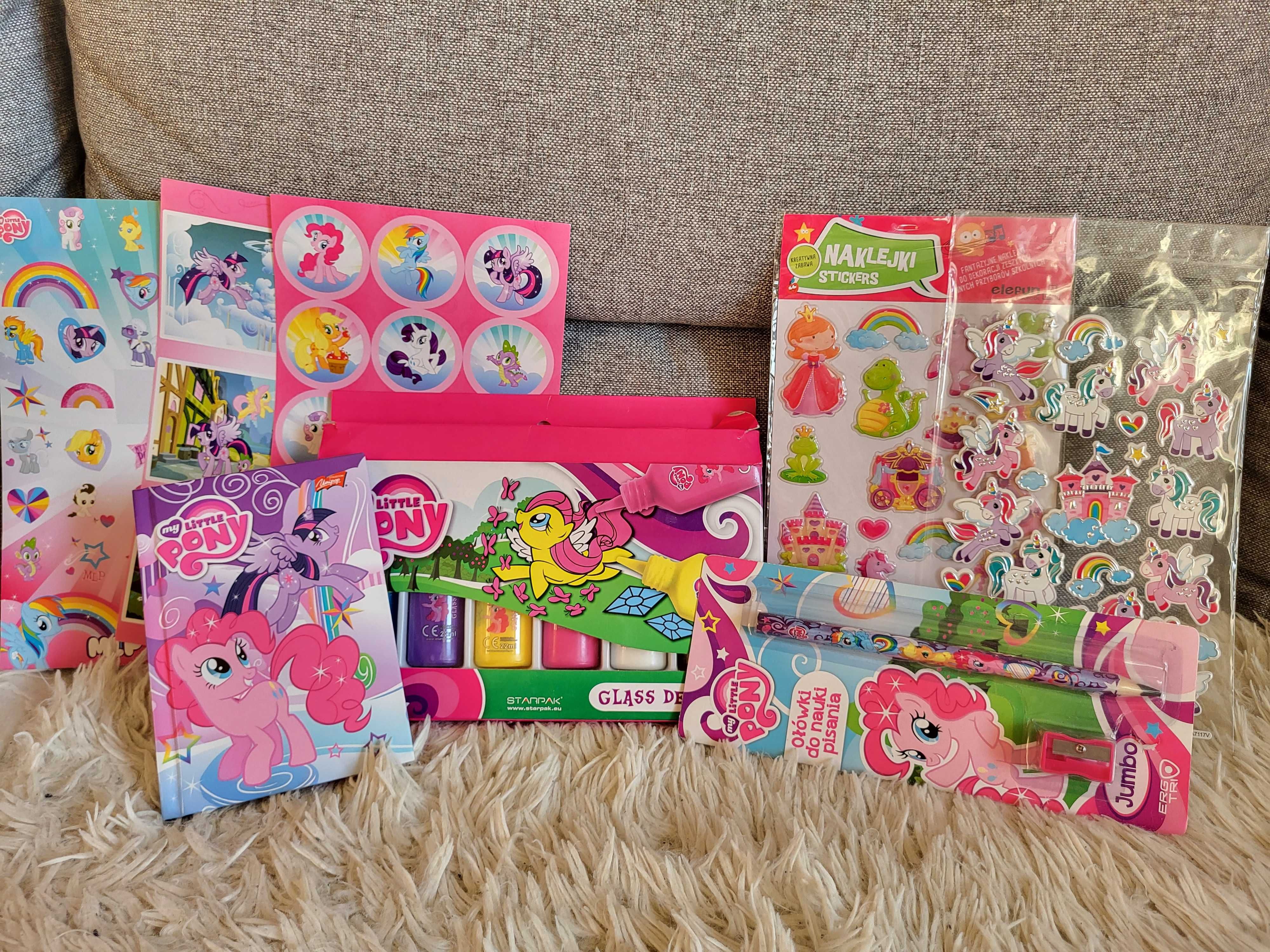 ZESTAW My little pony żele do robienia witraży notes NAKLEJKI