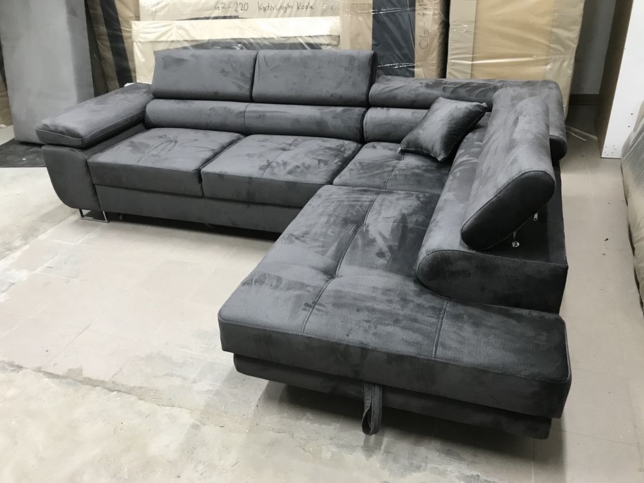 Narożnik w tkaninie ROYAL z funkcją spania i pojemnikiem na pościel