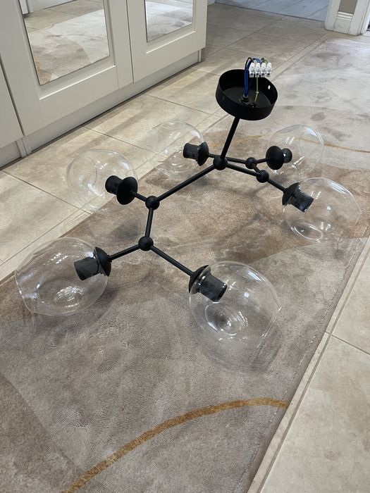 LAMPA WISZĄCA SUFITOWA żyrandol  czarna E27 kule szklane