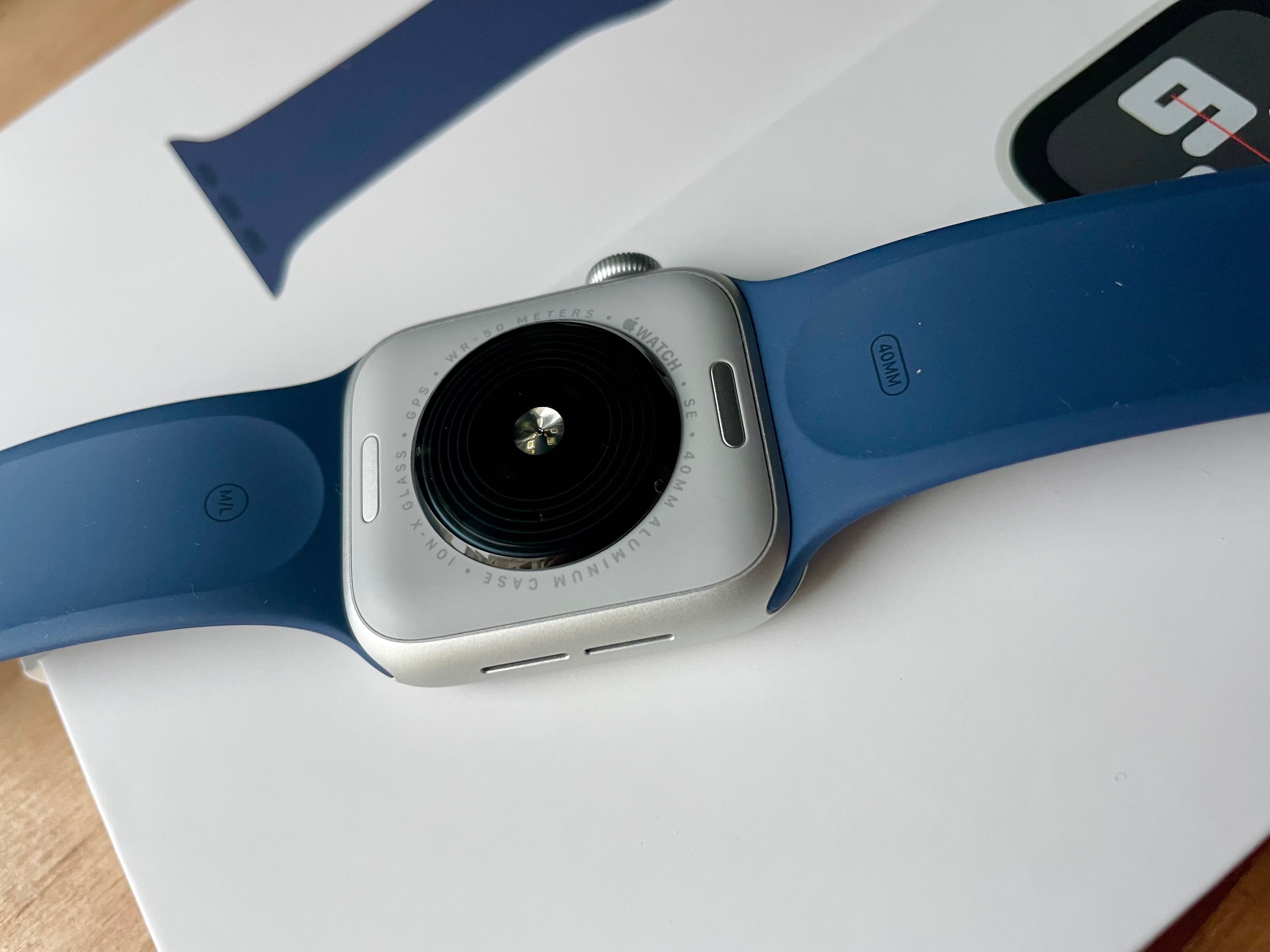 Apple Watch SE 2 40/Silver Aluminum Al Denim Sport Band M/L GPS NOWY