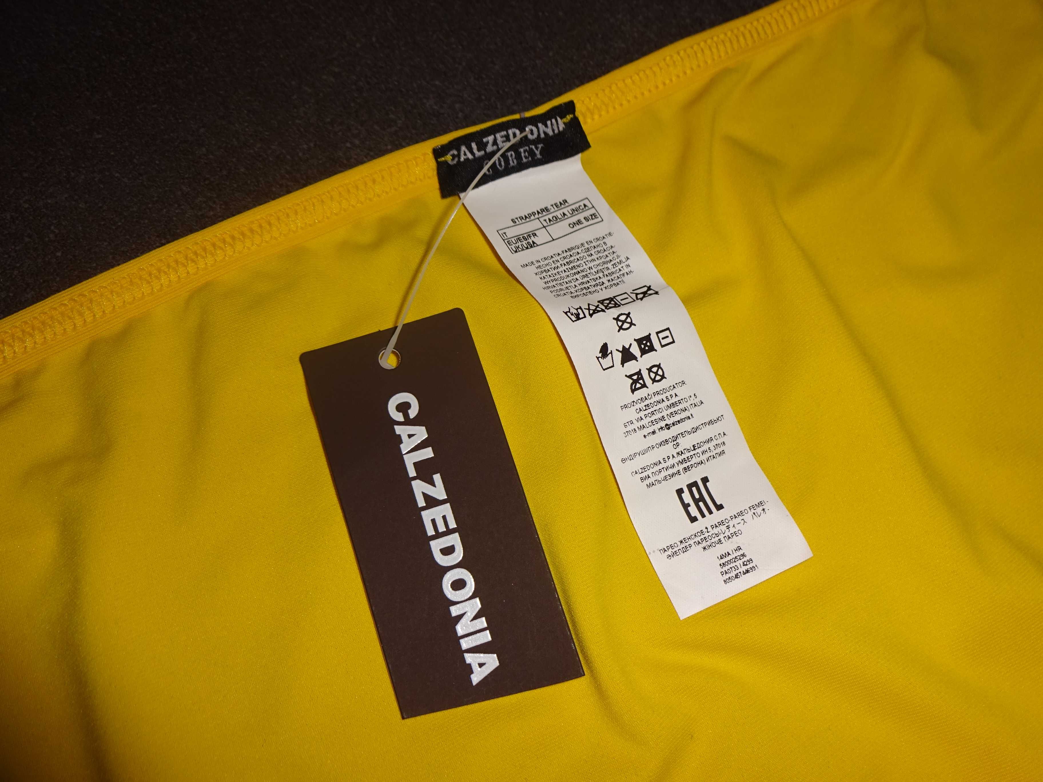 CALZEDONIA Cobey zółta wiązana plażowa spódnica pareo ONE SIZE