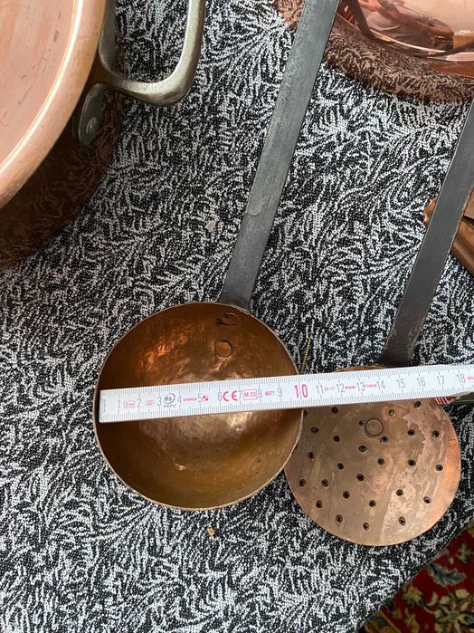 Miedziana łyżka i cedzak – antyczne, unikalne rękodzieło