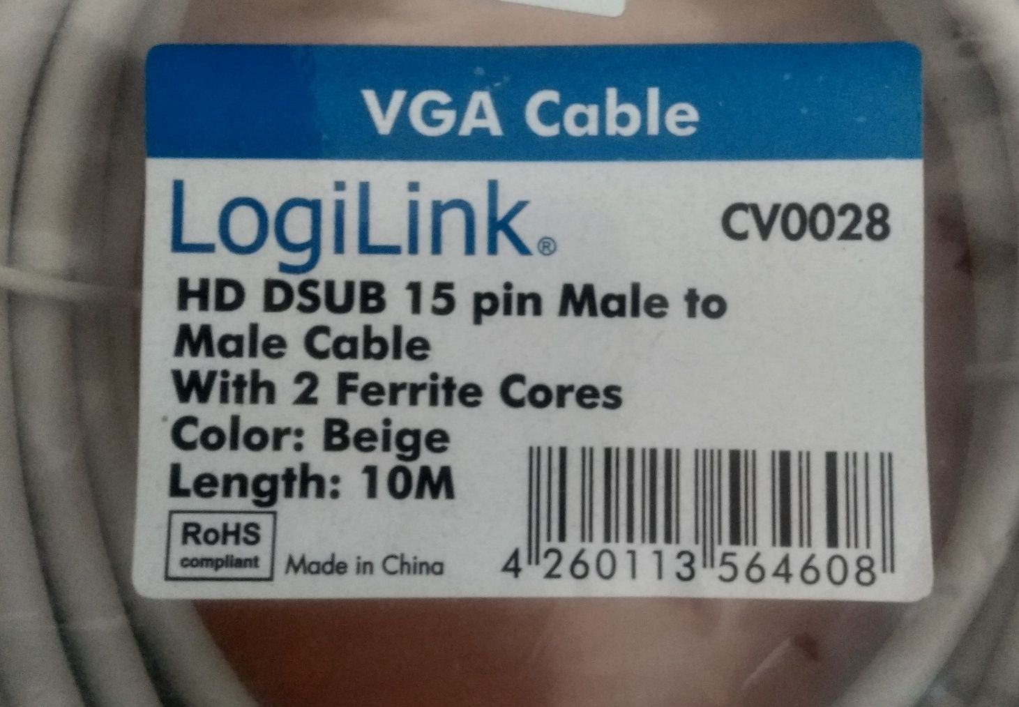 Cabo VGA LogiLink M/M 10metros