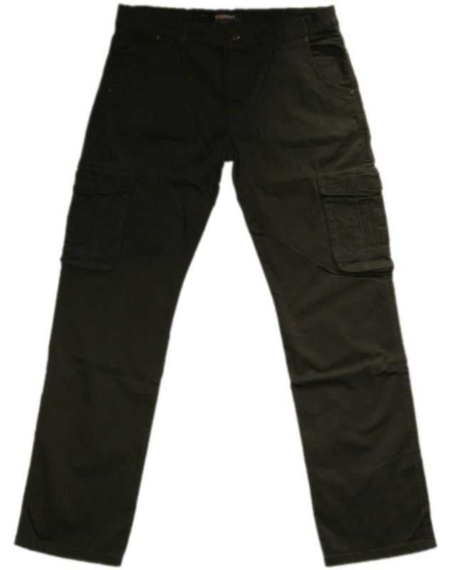 Duże BOJÓWKI MĘSKIE ze STRECZEM 3XL W40 pas 102-106 cm ciemne KHAKI