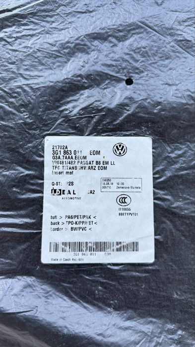 Nowe dywaniki welurowe czarne VW Volkswagen Passat B8 Oryginalne