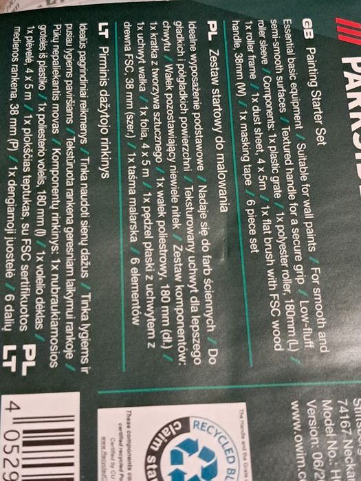 Zestaw do malowanua Parkside 6 i 13 elementów