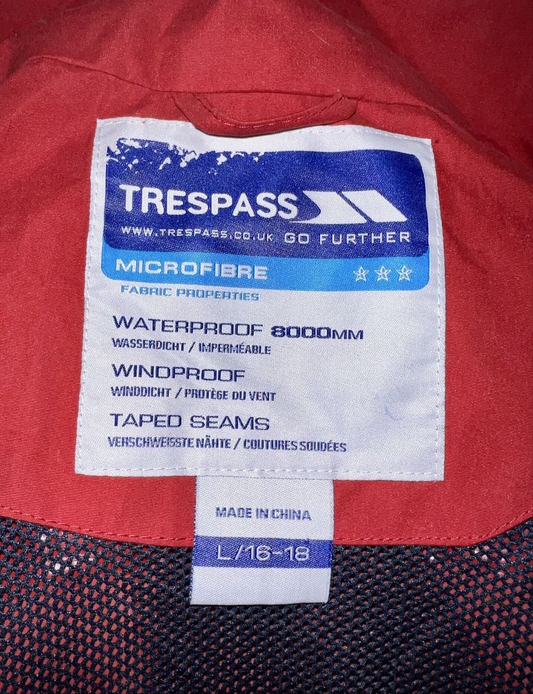 Kurtka przeciiwdeszczowa, przeciwśniegowa, r. L, Trespass