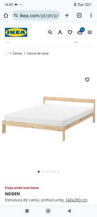 Cama IKEA em madeira com colchão