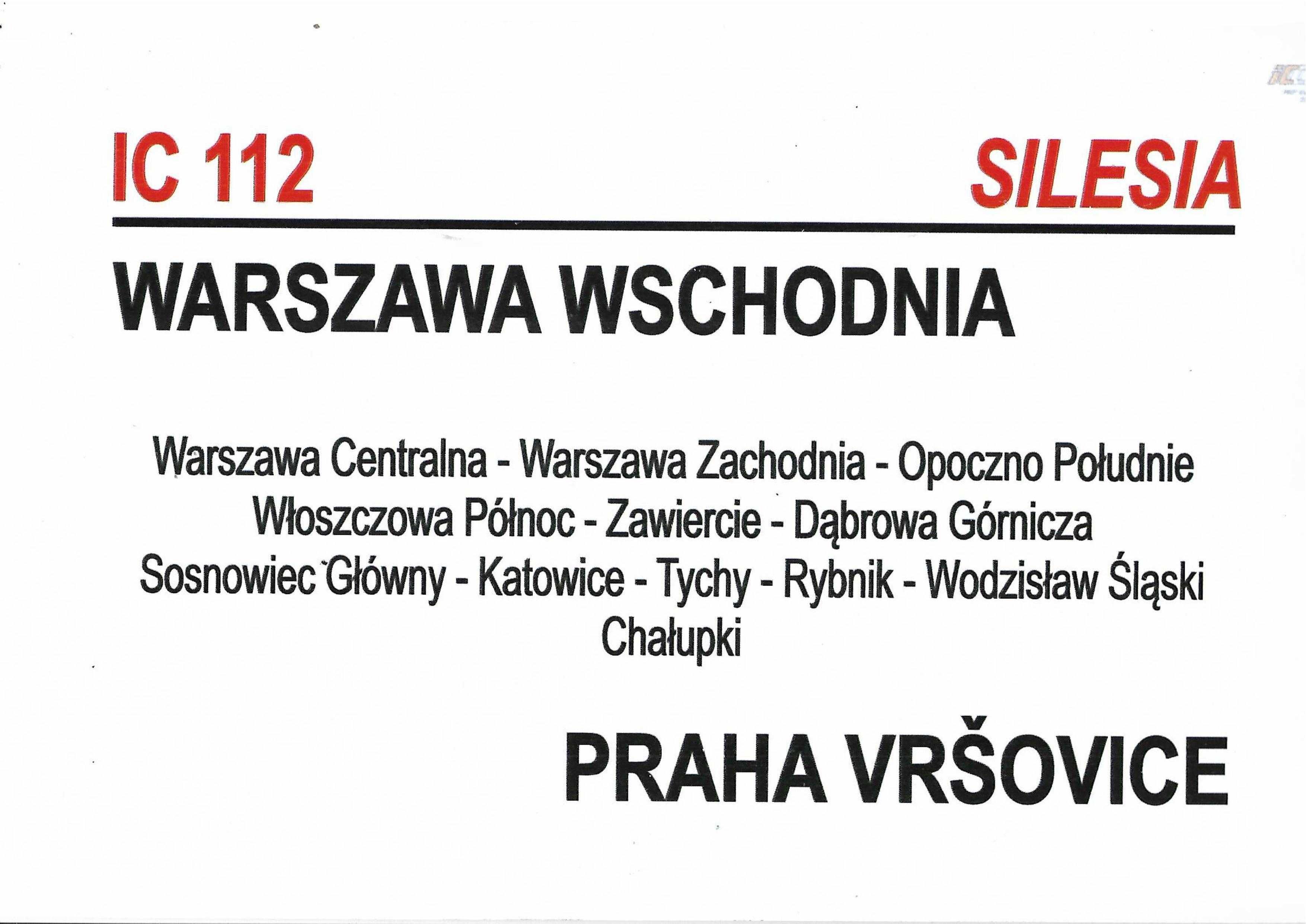 Tablica relacyjna - IC Silesia