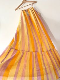Sukienka maxi Mango kolorowa pastelowa 100% bawełna rozmiar XL