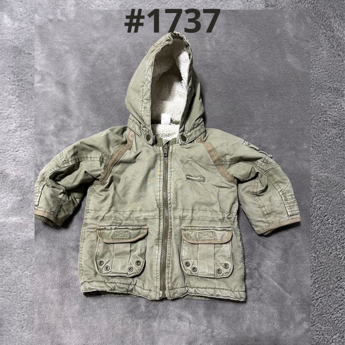 Kurtka zimowa parka na kożuszku H&M 68-74cm 6-9msc khaki #1737