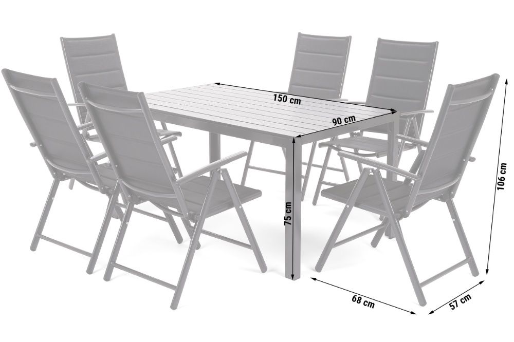 Meble Ogrodowe Aluminiowe "IBIZA" 6+1 zestaw