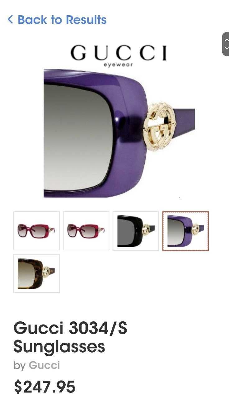 Женские солнцезащитные очки GUCCI Purple Frame Interlocking Оригинал