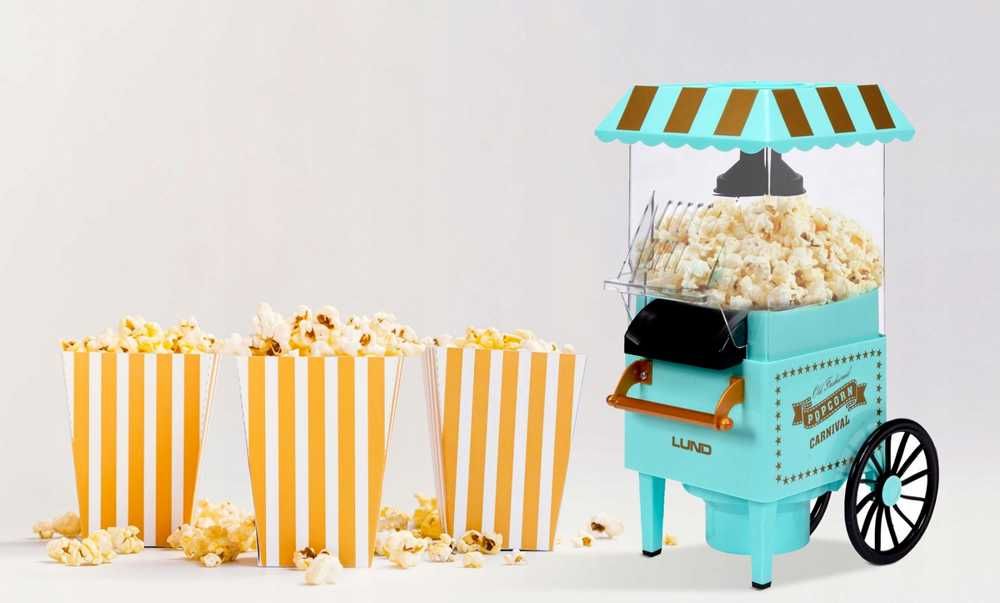 Domowa MASZYNA do POPCORNU urządzenie wózek 1200W - RETRO