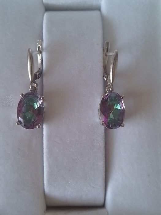 Сережки серьги кульчики 925 Тайланд містик топаз