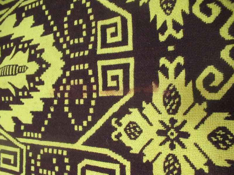 narzuta cepelia wełna żółta 139 x197 cm + frędzle brązowa dywan