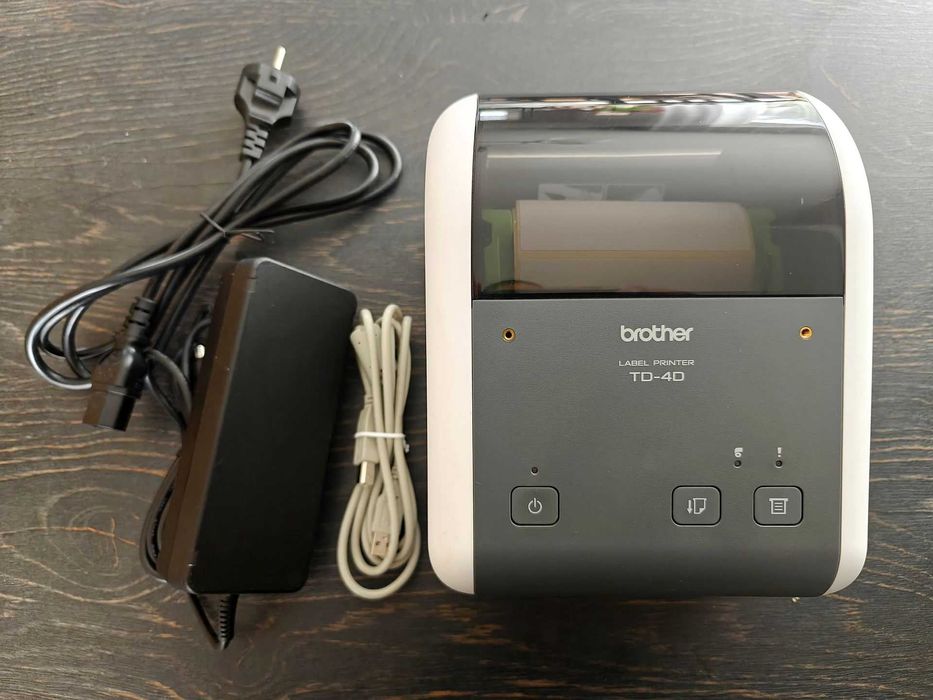 Drukarka termiczna Brother TD-4210D + 2 rolki etykiet (550+)