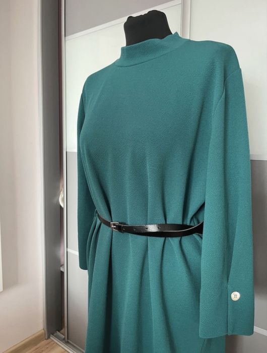 Sukienka butelkowa zieleń midi świąteczna na sesje