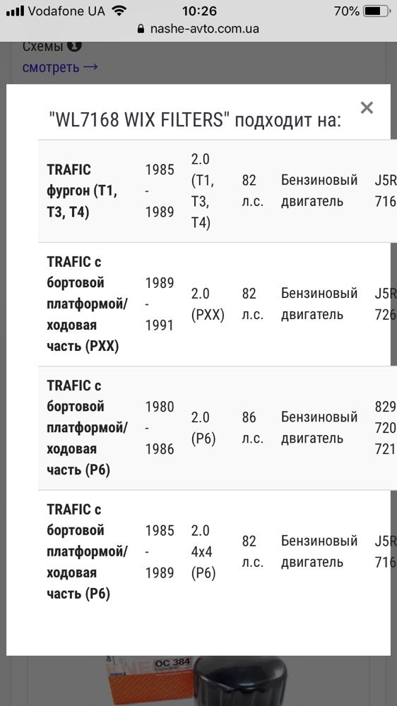 Маслянный фильтр WIX WL7168 для Daewoo Lanos 1,4; ZAZ Sens