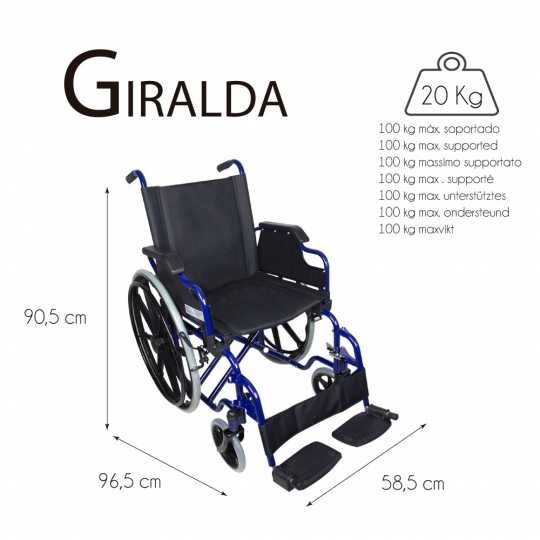Cadeira de rodas Giralda, roda grande, cor azul