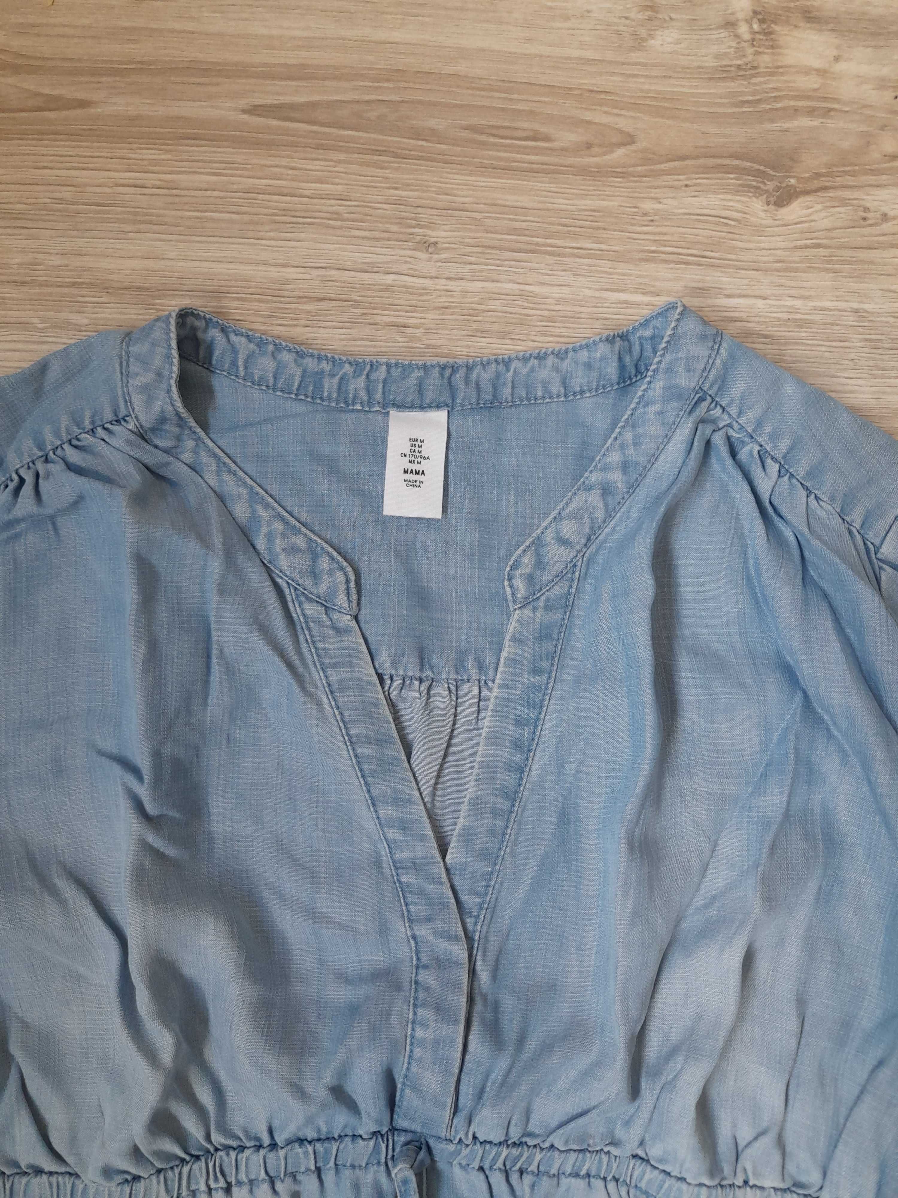 Sukienka tunika H&M M 38 niebieska jeans mama ciazowa nowa