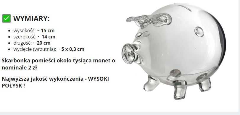 Szklana Świnka skarbonka