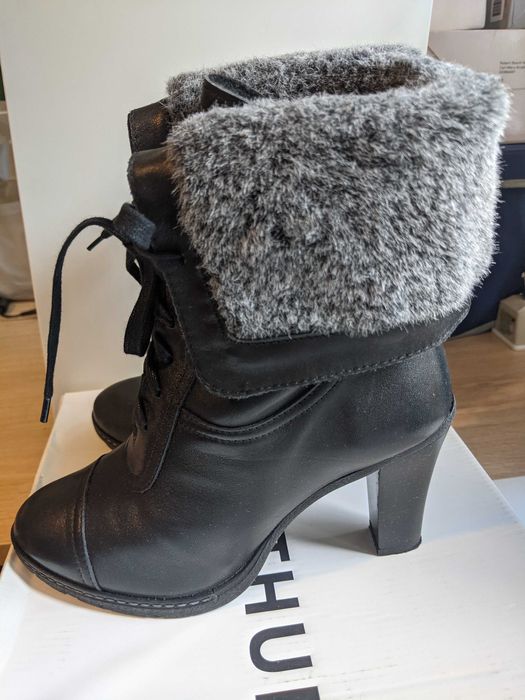 Buty, Botki zimowe, trzewiki ocieplane, skórzane McArthur czarne 36