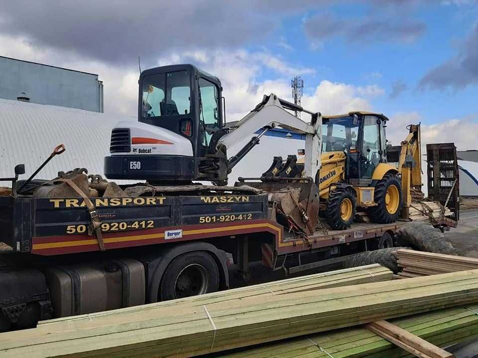 Transport maszyn, laweta niskopodwoziowa, przerzuty maszyn podczołgówa