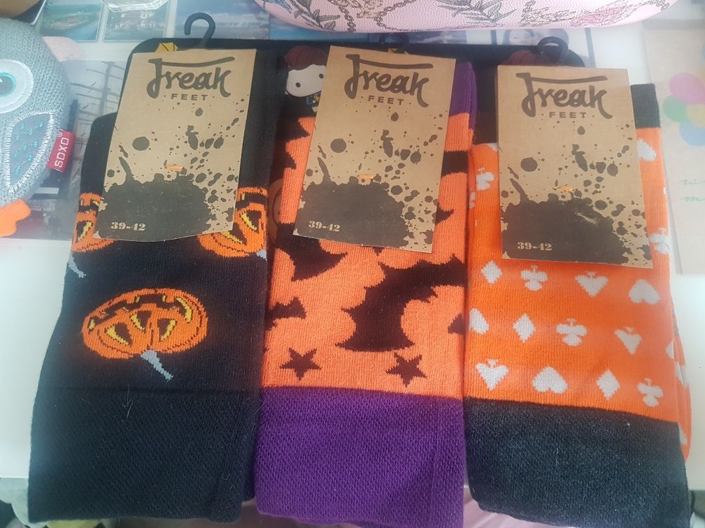 3 pary skarpetek freak feet 39-42 nowe halloween