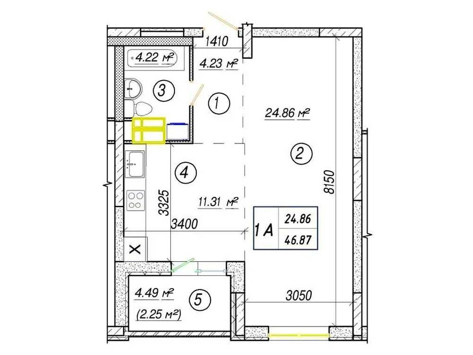 Поврех 5‼️ 1х46м ЖК "Вудсторія"‼️